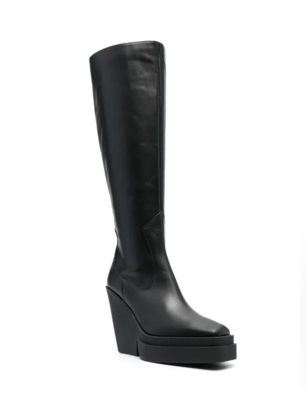Gia Borghini Texan Black Platform Over-the-Knee Wedge Boots